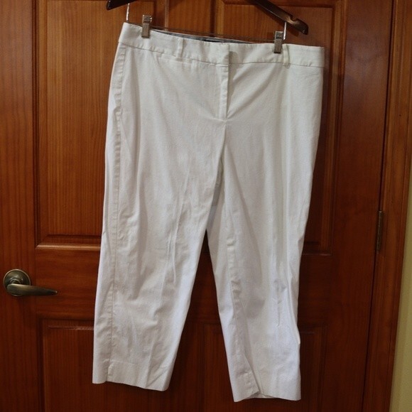 Talbots Vintage White Stretch Cotton Capri Pants Classic Cropped 14P - Picture 2 of 10